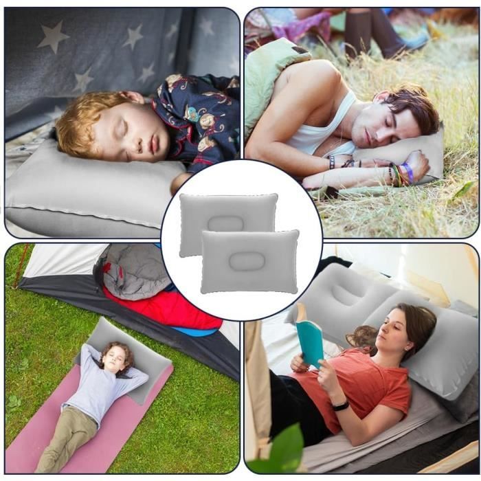 Lot 2 Oreillers Gonflables Camping Ultralégers - Coussin Ergonomique Confortable Pour Voyage, Plage, Randonnée