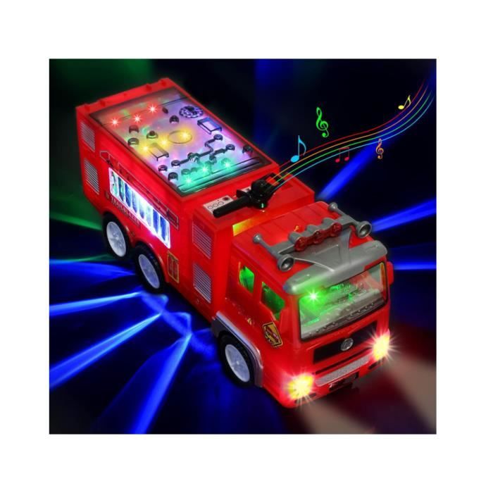 Camion de Pompier - 4D LED - Sons Électriques - Jouet Éducatif - Pour Camion de Pompier - 4D LED - Sons Électriques - Jouet Éducatif - Pour