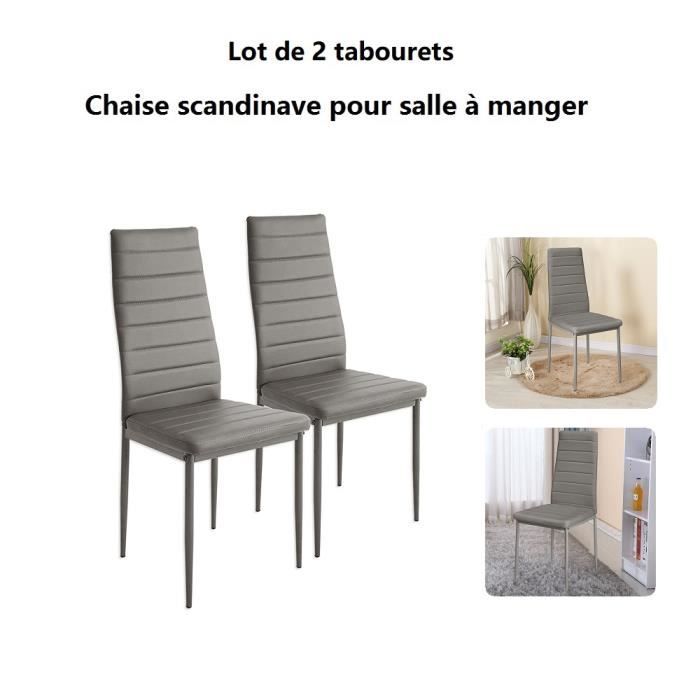 GMM - Lot de 2 Chaises Grises Avec une Sensation Confortable Tabouret pour Salle à Manger
