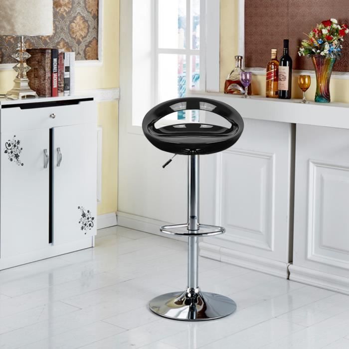 Tabouret de bar - Goddess - Siège ergonomique et dossier rond - Réglable - Noir Tabouret de bar - Goddess - Siège ergonomique et dossier rond - Réglable - Noir