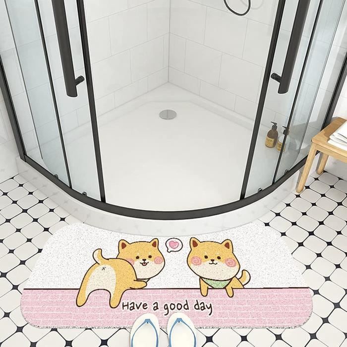 Tapis De Douche D'angle Antidérapant - Super Absorbant Et Doux