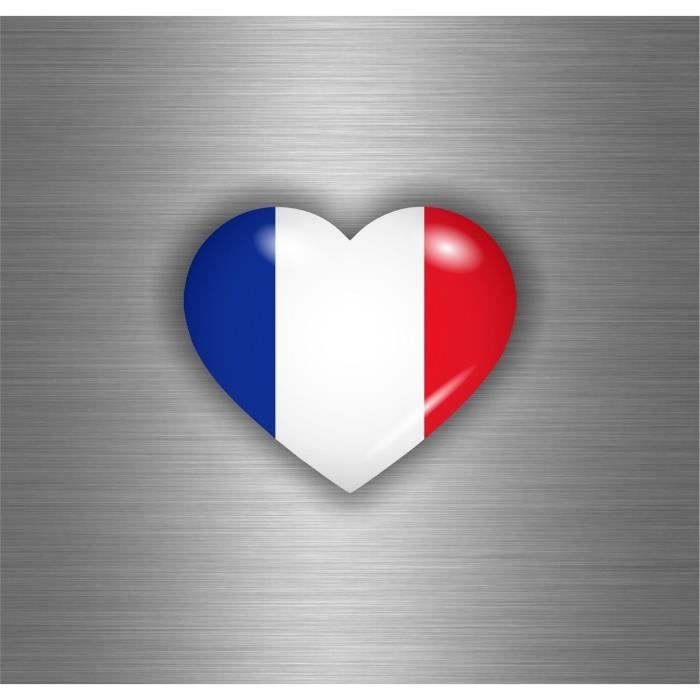 Autocollant sticker drapeau cœur france francais