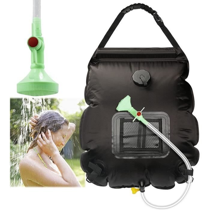 Kit 4 Sacs De Douche Solaire Camping 5 Gallons - Tuyau + Pommeau, Noir, Solaire