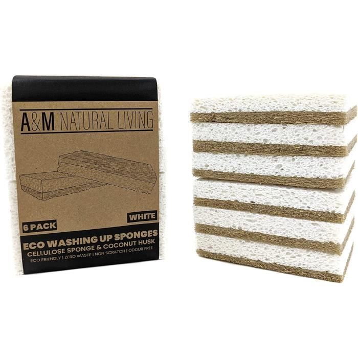 Lot De 2 éponges à Vaisselle Double Face York Eco Natural – Côté Doux Recyclé Et Côté Rugueux Sisal – Écologique Et Durable