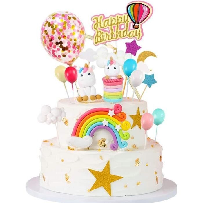 Tarklanda 25 Pièces Décoration Gâteau Licorne Déco Gâteau Anniversaire  Fille