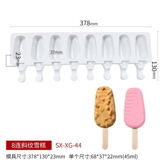 Moules à Glace en Silicone, 2 Pièces Moule à crème glacée à 4 Cellules