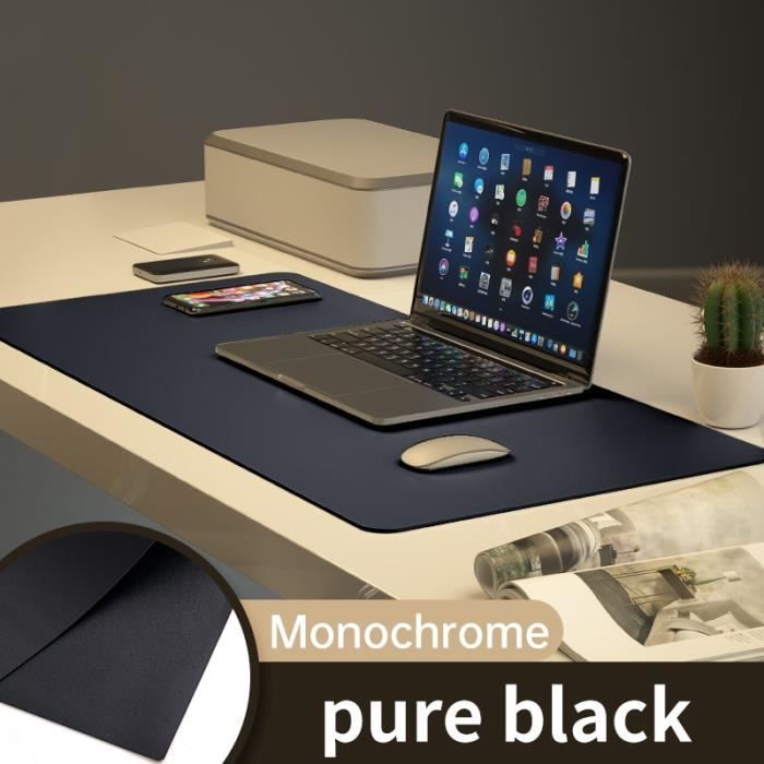 Grand tapis de souris gaming en cuir PU, imperméable, pour bureau,  ordinateur, couverture de Table pure black