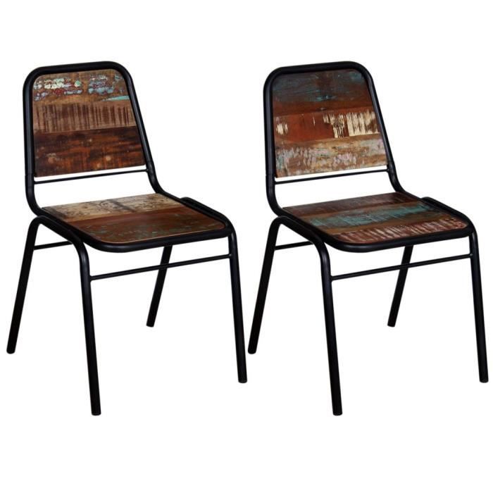 chaises de cuisine - mode - 2854 - vintage - marron - bois massif - métal