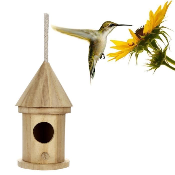 Nichoir Oiseaux Bois Maison Pour Oiseaux Extérieur - Boîte à Oiseaux Bleu, Nid Suspendu Jardin 19x14.5x25cm