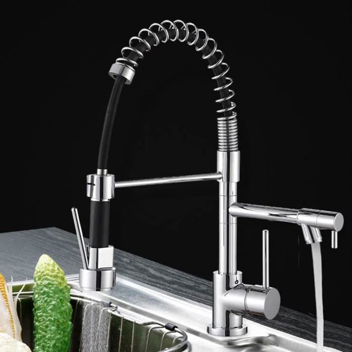 robinet mitigeur cuisine avec bec flexible Double robinet