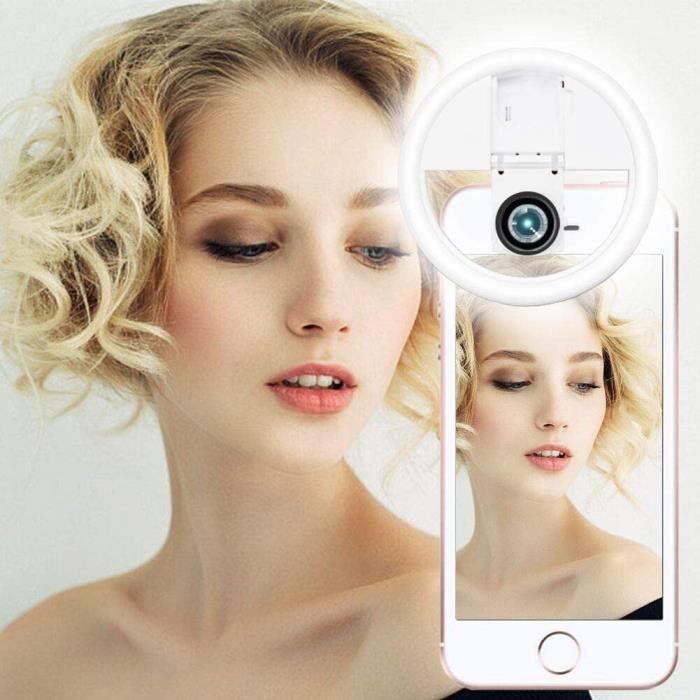 36 LED USB Rechargeable sur Le téléphone Ring sallume avec Objectif Grand Angle pour iPhone Android Camera AUTOPkio Selfie Ring Light avec Objectif Macro 
