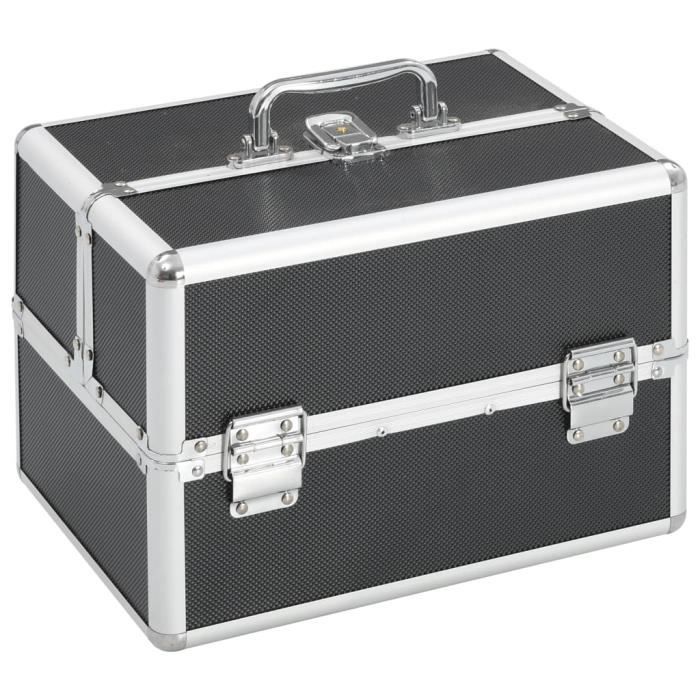 WarmieHomy Maquillage Trolley 4-en-1 Aluminium Violet - Beauty Case Professionnel Avec Roues