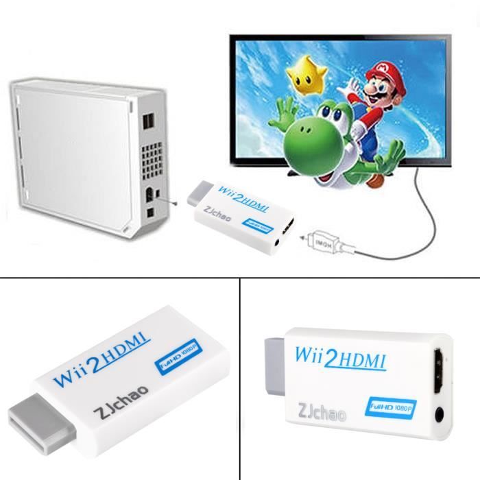 Ineck - INECK - Adaptateur HDMI Wii Convertisseur Wii Hdmi Signal Video  Full HD 720P/1080P avec Audio Sortie Jack - Câble antenne - Rue du Commerce