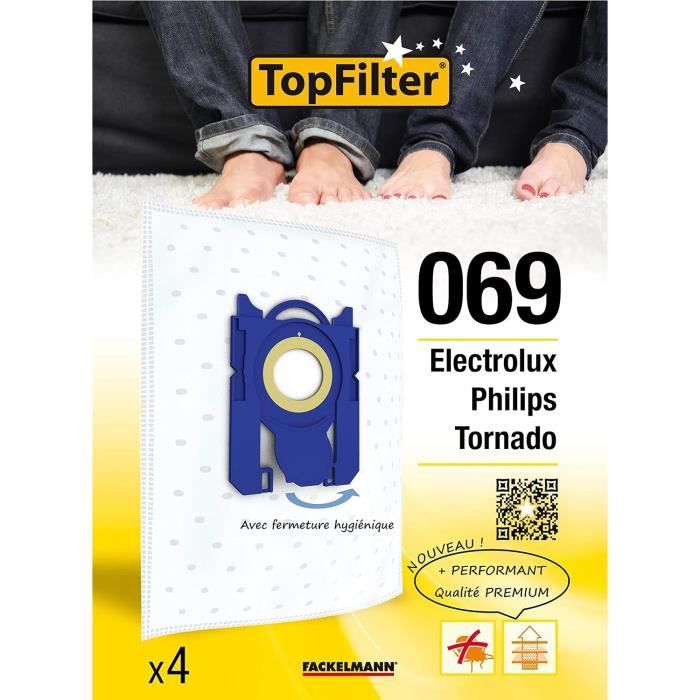 Topfilter 64069 Lot De 4 Sacs Aspirateur Philips Tornado Electrolux Sac Aspirateur Philips Sac Aspirateur Electrolux Poch u85