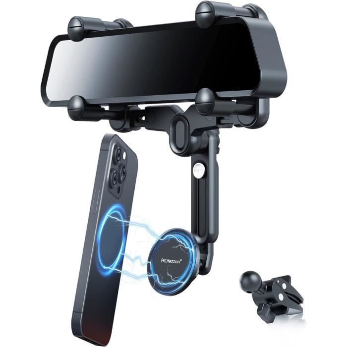 Support Voiture Magnétique YVVV 15W Avec Charge Rapide Sans Fil | 16 Aimants Néodyme | Rotation 360° | Ventouse Double Verrouillage | Compatible IPhone 12-15, MagSafe, Qi2