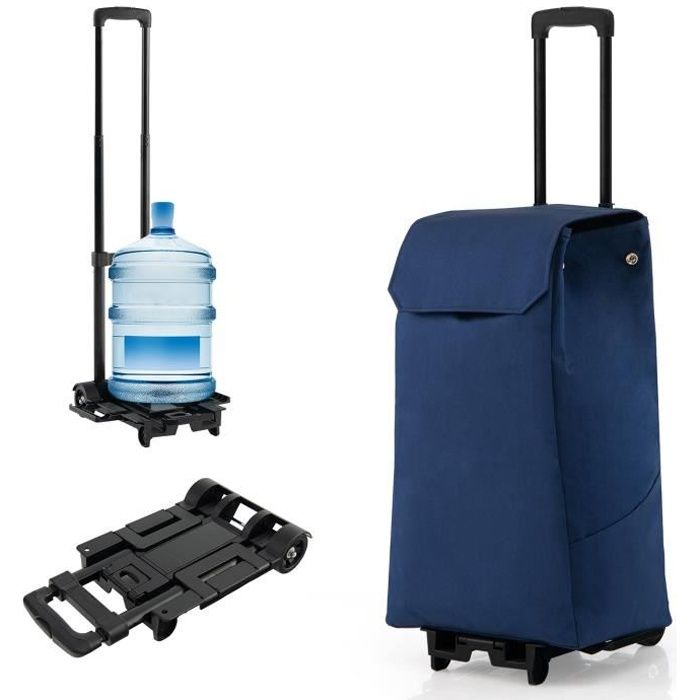 Chariot De Courses Pliable, 80Kg-50L Chariot Utilitaire De Grande Capacité 4 Roulettes