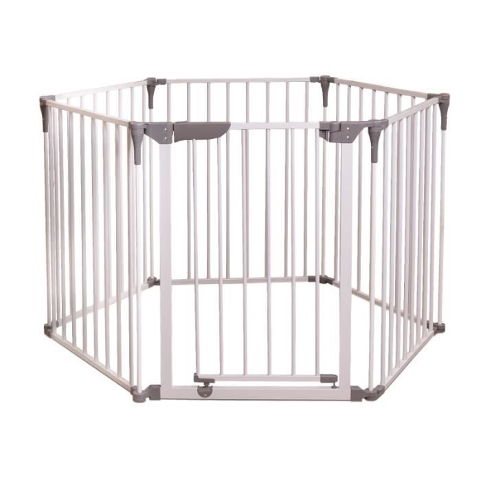 Royale converta 3-en-1: Parc a bébé, Barrière pour cheminée, Large barrière - blanc