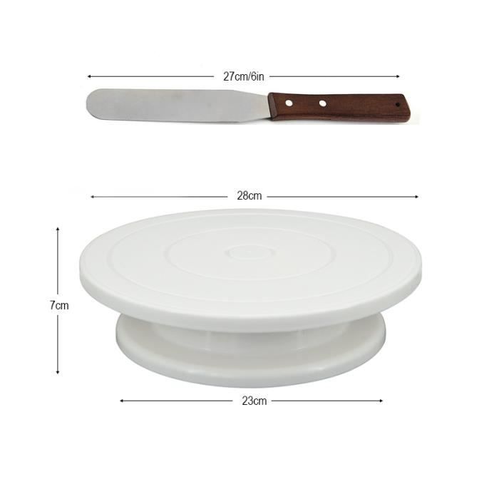 Plateau à Gâteau Tournant 27 Cm Avec 5 Grattoirs - Pour Décoration Pâtisserie - Rotation Fluide, Cercles De Guidage