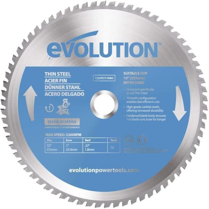 Lame Scie Circulaire Saxton 255mm X 80 Dents TCT - Alésage 25,4mm Pour Bois, Compatible Evolution Rage
