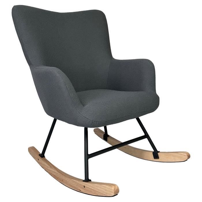 fauteuil à bascule en tissu boucle gris kaira gris