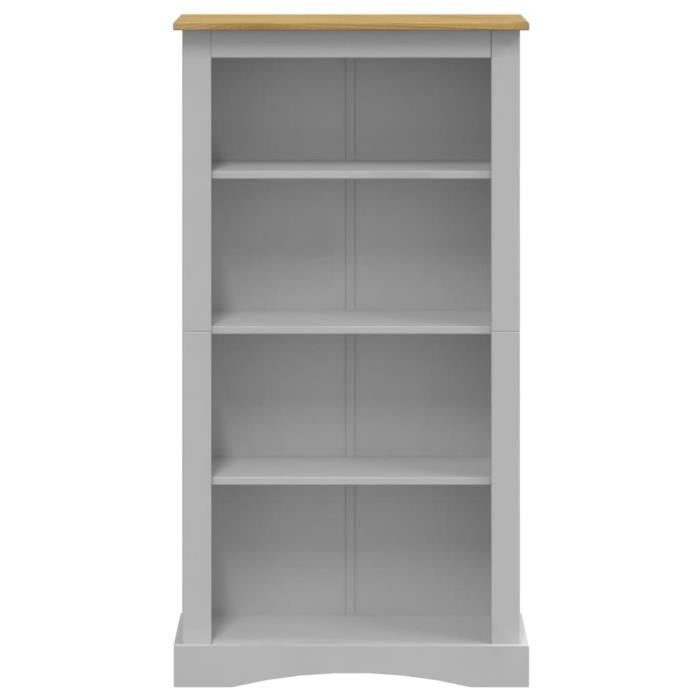 KEENSO Bibliothèque 4 niveaux Corona Pin mexicain Gris 81x29x150 cm ...