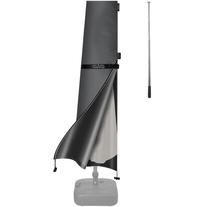 Housse de parasol tige télescopique max. Ø350cm résistante aux intempéries parasol bâche protection universelle couverture gris
