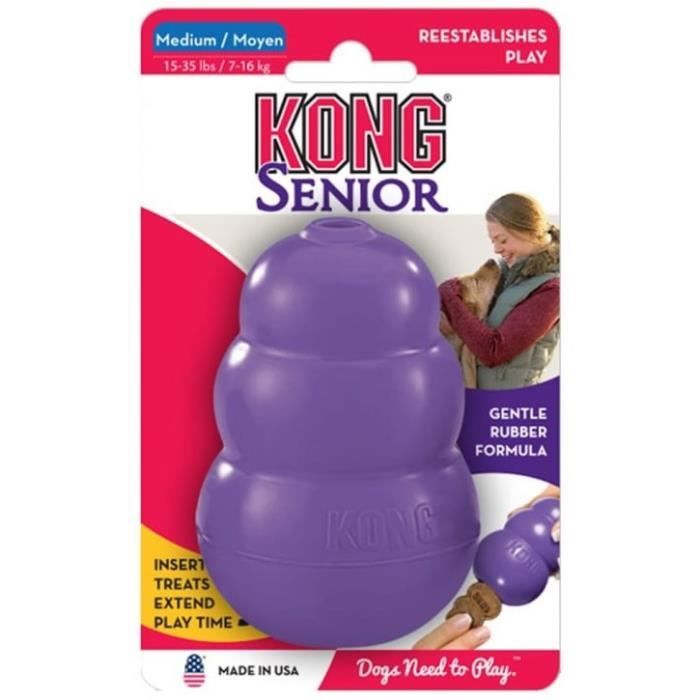 Jouet en caoutchouc - KONG - Senior Medium - Pour chien âgé - Couleur violet - Doux pour mâchoire fragile Jouet en caoutchouc - KONG - Senior Medium - Pour chien âgé - Couleur violet - Doux pour mâchoire fragile