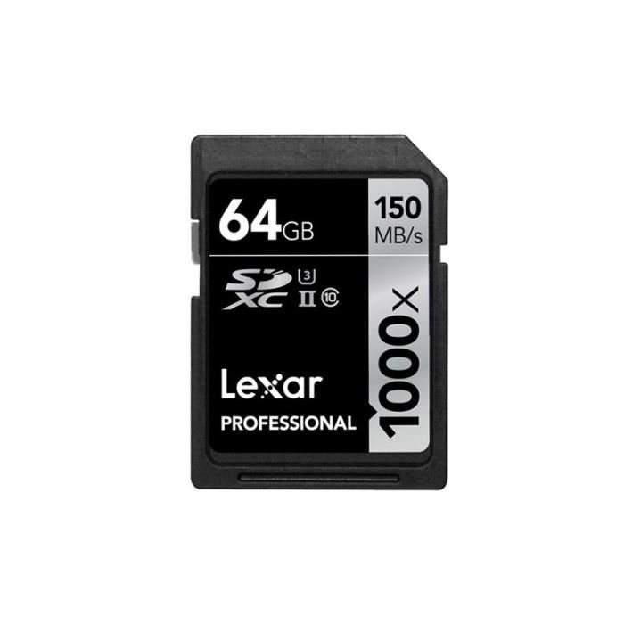 LEXAR Carte SDXC 64 Go 1000X Professional 150 Mo/s Classe 10 UHS-II U3