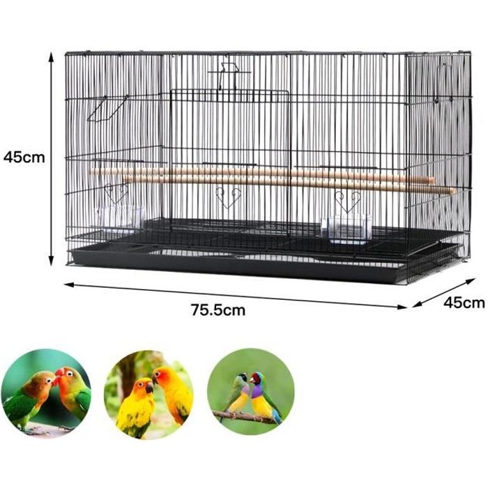 Comparer les prix de Cage pour Oiseaux - MENGDA - Métal - Noir - Moyen - Intérieur