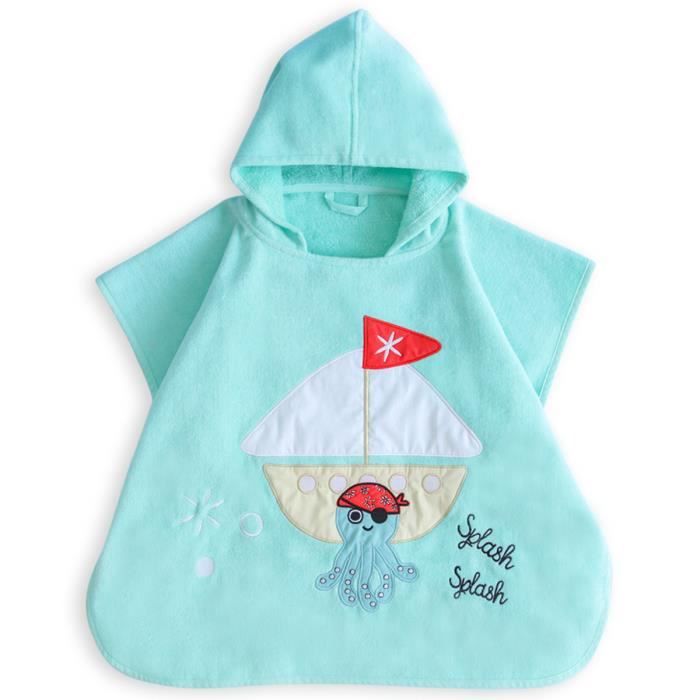 Poncho Serviette Bébé à Capuche - Bleu - Neuf