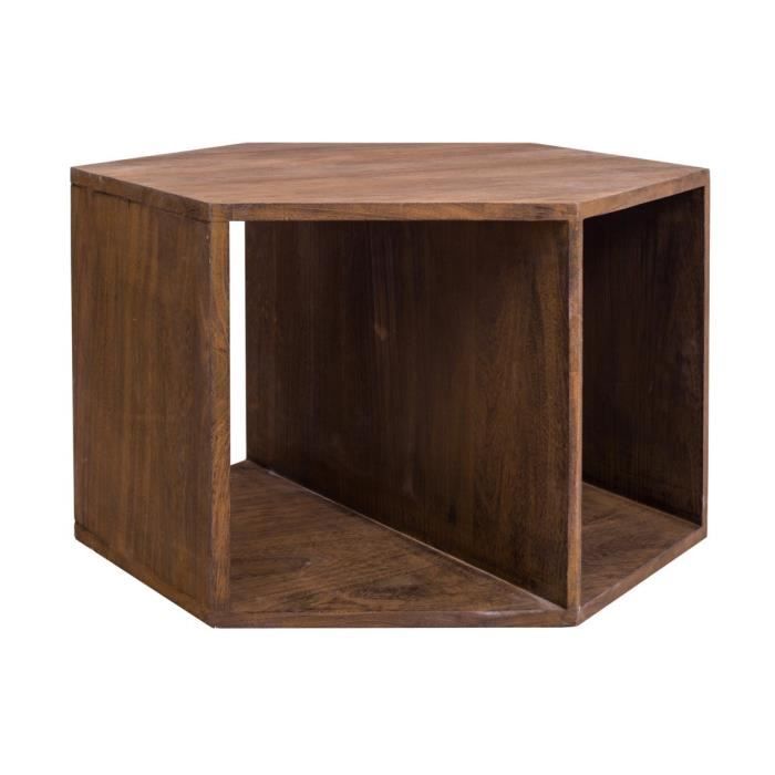 mobili rebecca® table de salon basse hexagonale bois marron contemporain sejour entree