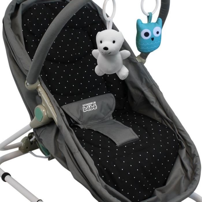 Coussin De Confort Pour Transat Et Couffin Bebe Pliable Gamme Serenite Noir A Pois Blanc Cdiscount Puericulture Eveil Bebe