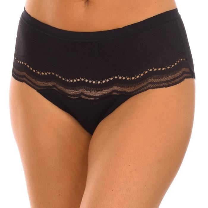 Culotte Playtex Noir Slip avec broderie fleurie Confortable et respirant