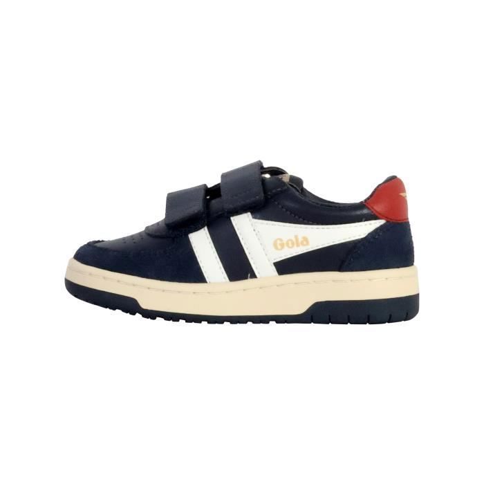 Gola Basket Cuir Gola Hawk Strap - Enfant - Navy-Blanc cassé-Rouge - Fermeture scratch - Confort exceptionnel