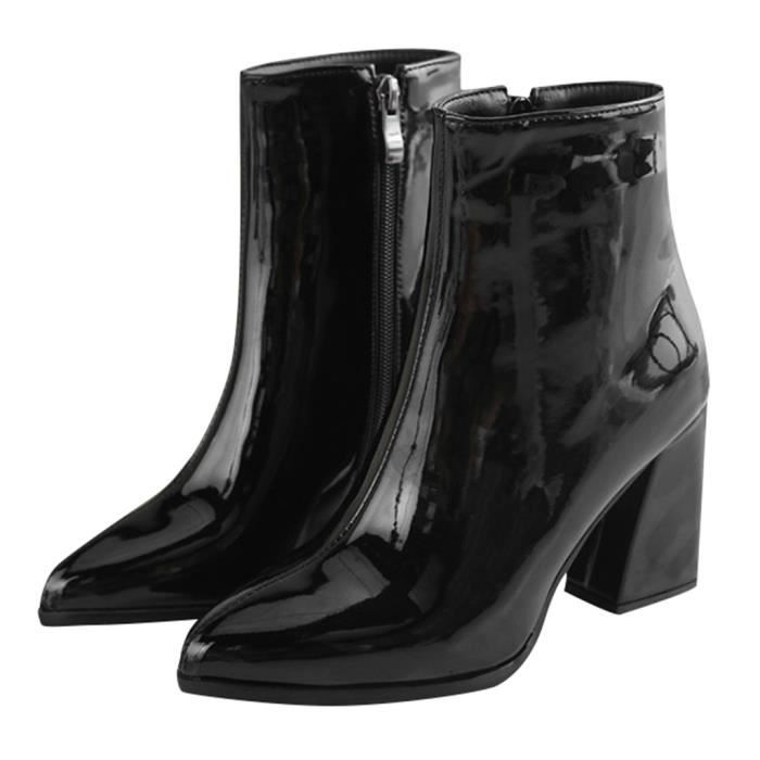 botte cuir vernis