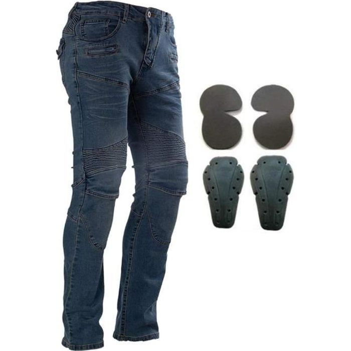 Protection Moto Pantalon Jeans Pantalon d/Équitation avec Prot/éger Pads，Noir,M