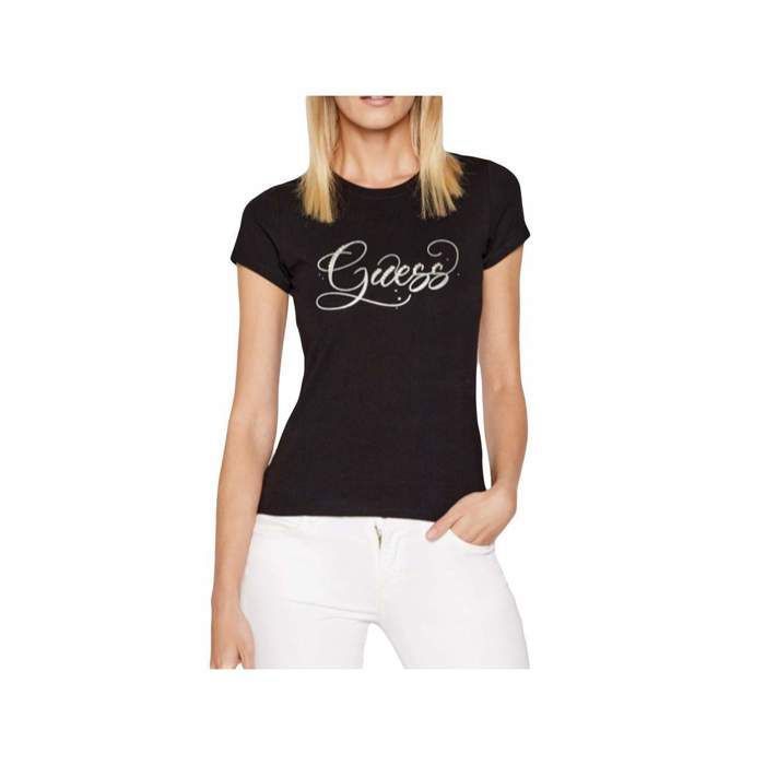 T shirt Guess Original logo star Noir Femme