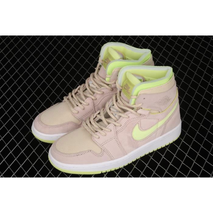 Baskets Air Jordan 1 MID Noir/Blanc/Jaune/Bleu/Rouge Femme Nike Rose jaune  - Cdiscount Chaussures