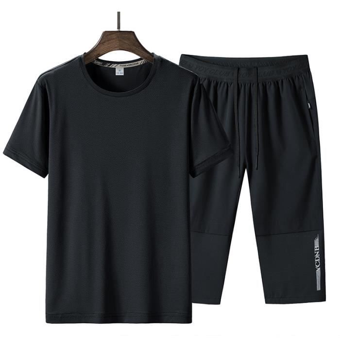 Ensemble de Vêtement de Sport Homme - Marque - Modèle - Respirant - Taille  élastique - Noir Noir - Cdiscount Sport