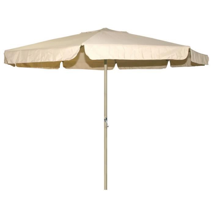 Parasol en aluminium rond 400 cm toit beige mobilier de jardin 5313