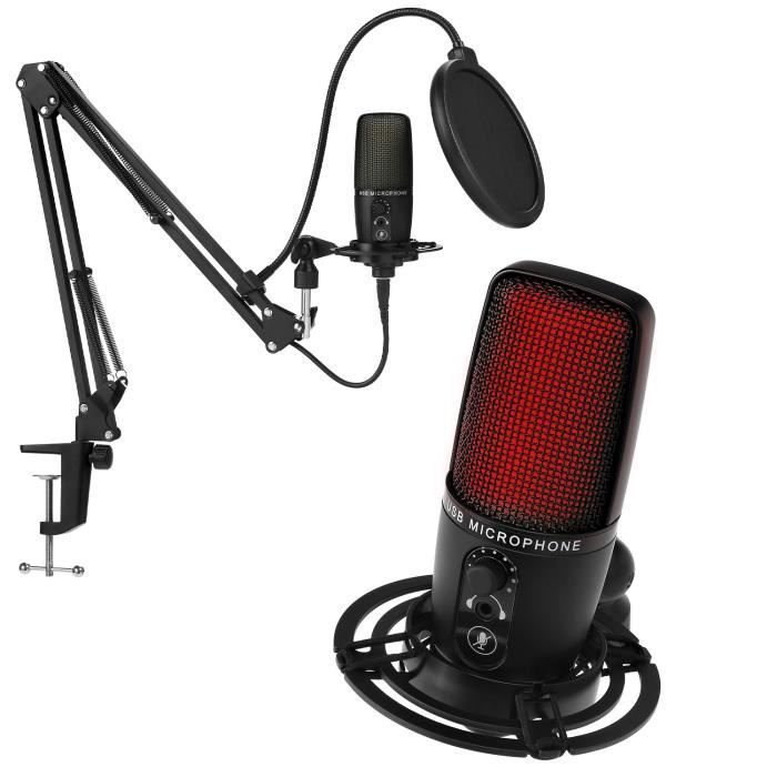 Kit Microphone RGB Professionel GEAR4U Streaming USB, Micro de