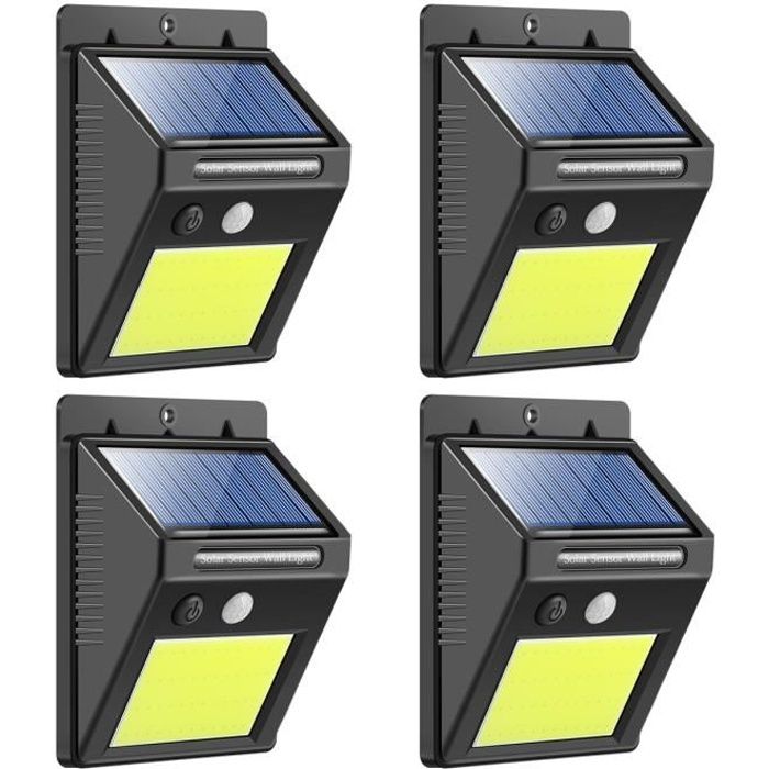 4pcs Lampe Solaire Exterieur 48 LED applique exterieure Solaire Detecteur de Mouvement Lumiere Solaire Etanche Lumiere Solaire