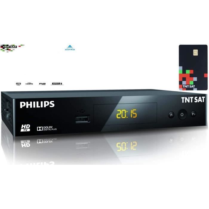 Récepteur PHILIPS DSR 3231T , Démodulateur Satellite HD TNTSAT, Noir, Haute définition + carte TNT SAT