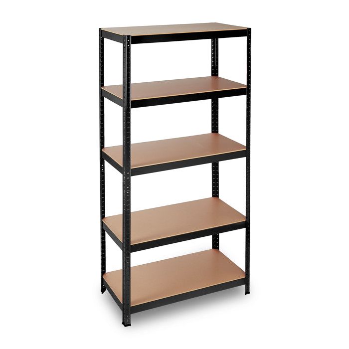 Relaxdays Étagère charge lourde Meuble 5 étages à clip Cave charge 875 kg garage 180x90x45 cm acier noir