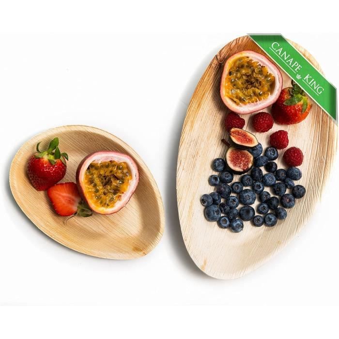 Foogo Eco Friendly Products FOOGO Green 50Pcs Barques En Bois Bambou Jetables, 12,7cm, Certifiées Bamboo Cutlery