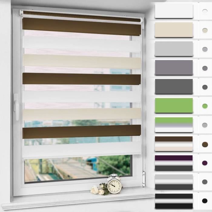 Estika Store Enrouleur Sans Perçage Blanc 50x120 Cm – Bloque 50-60% Lumière, Installation Facile Fenêtre & Porte