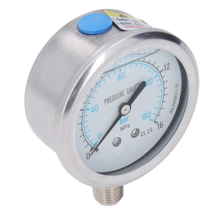 Manomètre Pression Acier Inoxydable 50mm - Jauge Air Eau Huile Gaz 0-60PSI / 0-4Bar - Filetage 1/8 BSPT