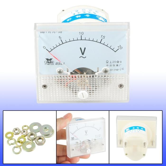85l1 AC 0–20 V rectangle analogique Panel Volt Mètre Voltmètre Jauge -  Cdiscount Bricolage