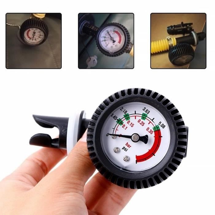 Manomètre Gonflable 0-5.08 PSI Pour Canot Pneumatique - Jauge Pression Air Pour Kayak, SUP, Bateau Gonflable
