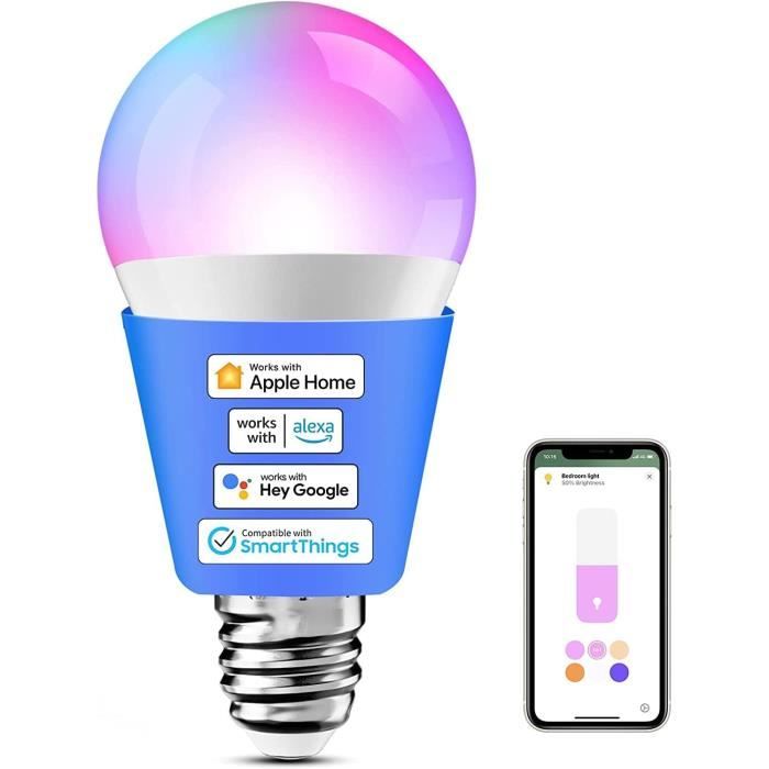 Ampoule Connectée, Ampoule Led Intelligente Compatible Avec Apple Homekit,  Alexa Et Google Home, E27 2700K-6500K Rgbcw Ampoul[H613] - Cdiscount  Bricolage